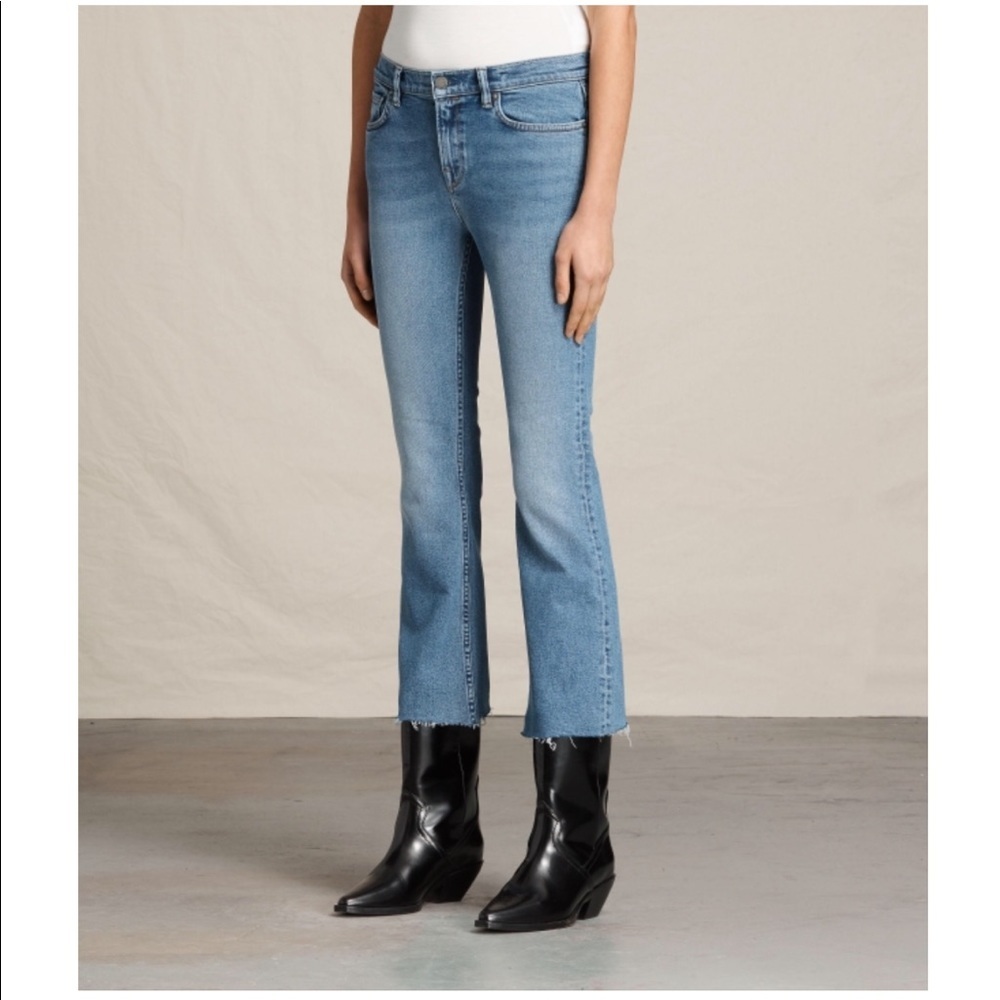 AllSaints Blue Zoe Cropped Bootcut Jeans size 27